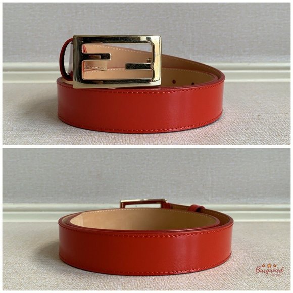 Authentic FENDI Red Patent Leather FF Baguette Buckle Belt 70/28 - 8C0130 - Picture 4 of 12